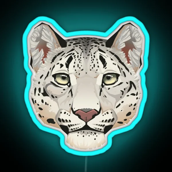 Snow Leopard Face RGB Neon Sign