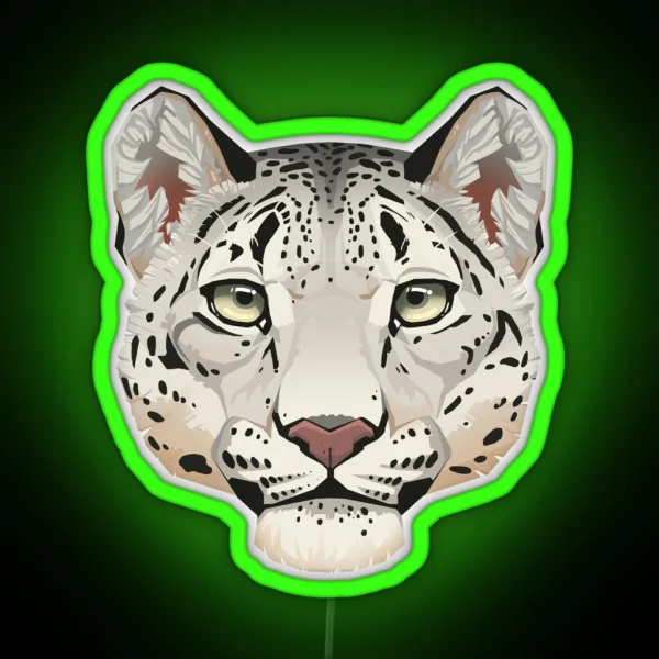 Snow Leopard Face RGB Neon Sign