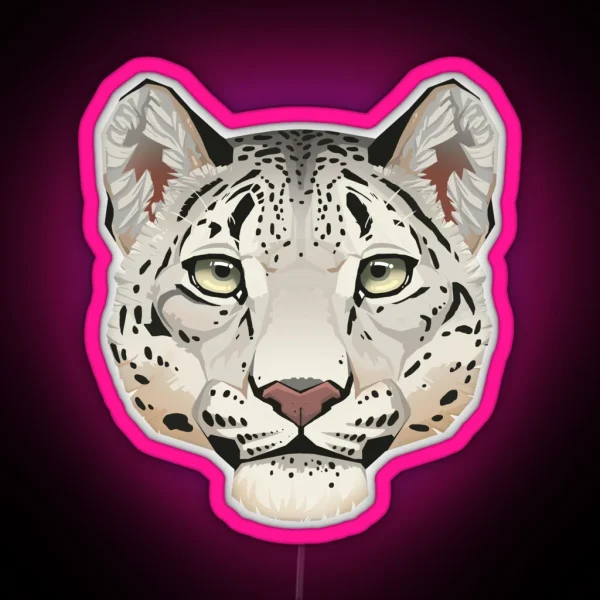Snow Leopard Face RGB Neon Sign