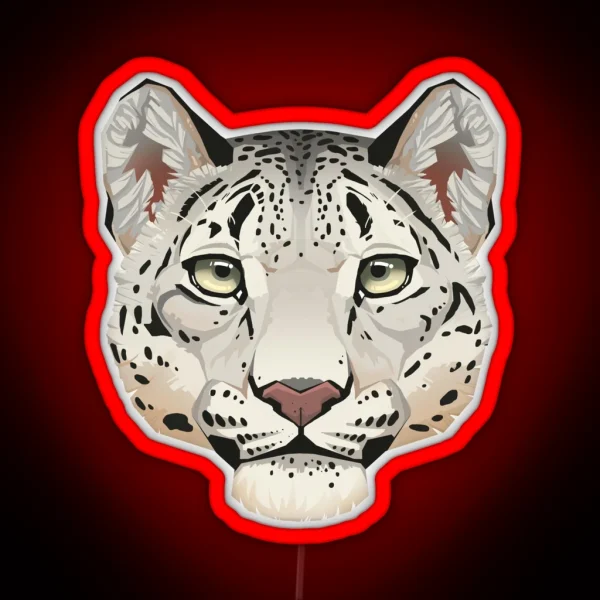 Snow Leopard Face RGB Neon Sign