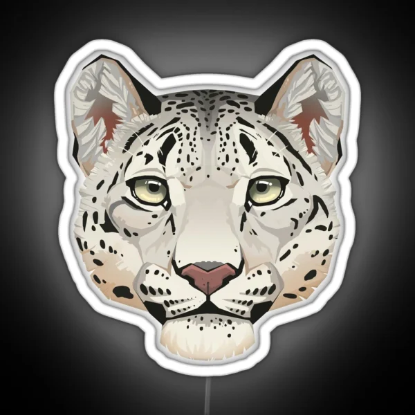 Snow Leopard Face RGB Neon Sign
