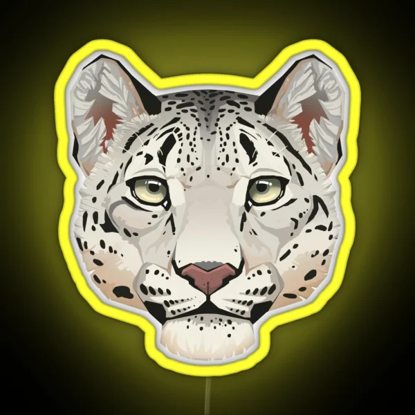 Snow Leopard Face RGB Neon Sign