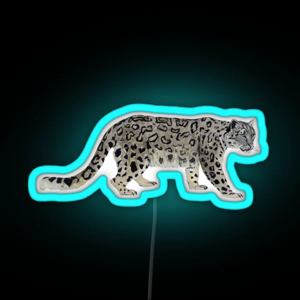 SNOW LEOPARD Panthera Uncia RGB Neon Sign