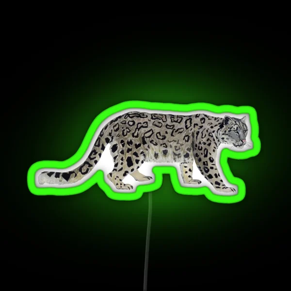 SNOW LEOPARD Panthera Uncia RGB Neon Sign