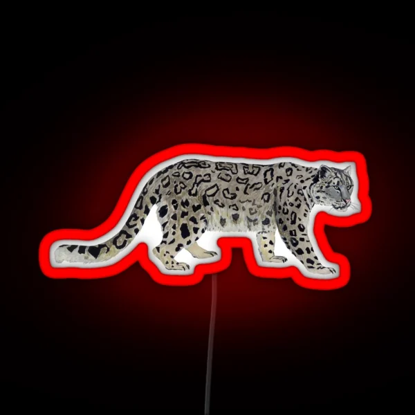 SNOW LEOPARD Panthera Uncia RGB Neon Sign