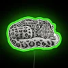 Unique neon snow leopard wall art with colorful RGB lighting