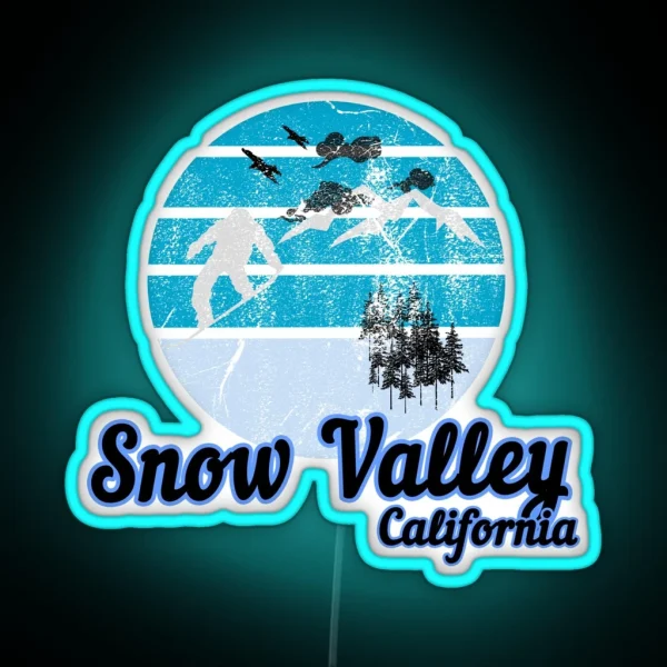 Snow Valley California Usa Winter Ski Resort RGB Neon Sign