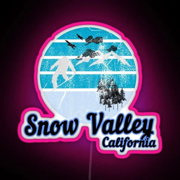 Snow Valley California Usa Winter Ski Resort RGB Neon Sign