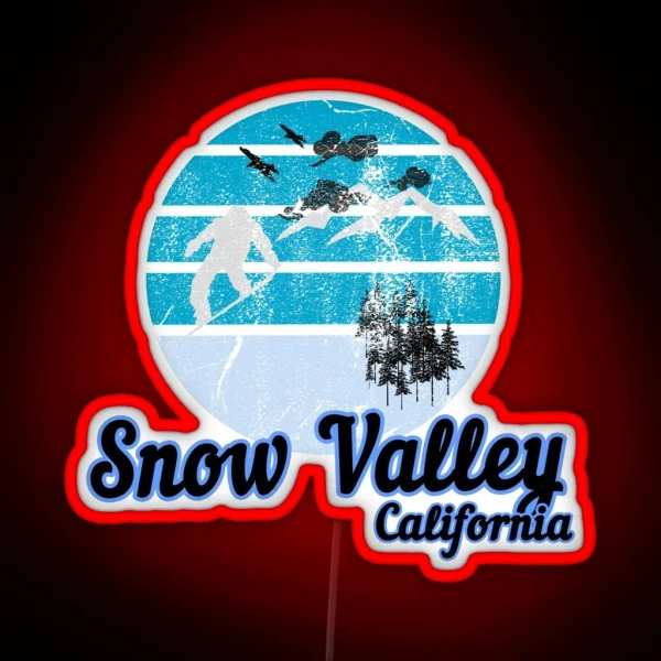 Snow Valley California Usa Winter Ski Resort RGB Neon Sign