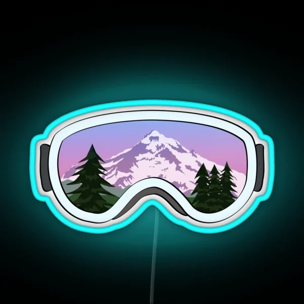Snowboard Ski Goggles Mt Hood RGB Neon Sign