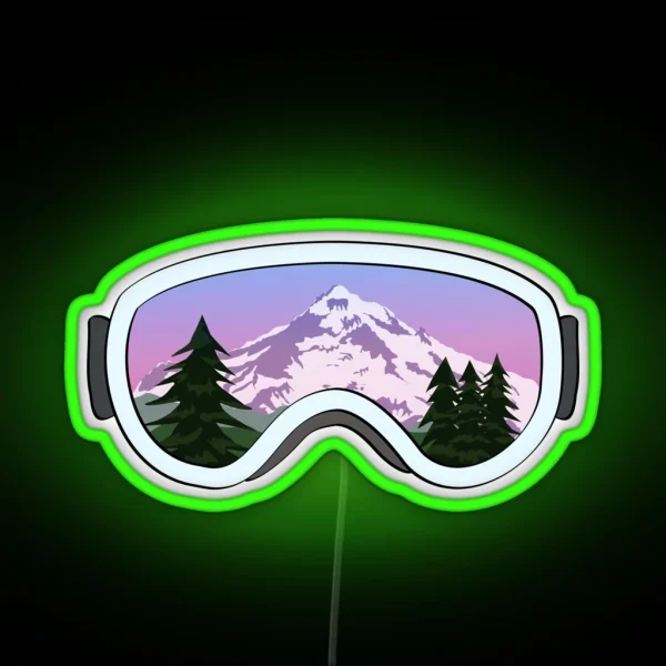 Snowboard Ski Goggles Mt Hood RGB Neon Sign