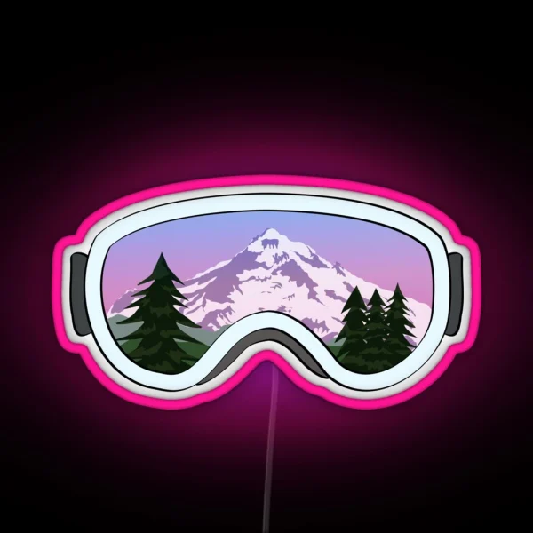 Snowboard Ski Goggles Mt Hood RGB Neon Sign