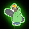 Add vibrant fun to your space with a snowboarding sloth
