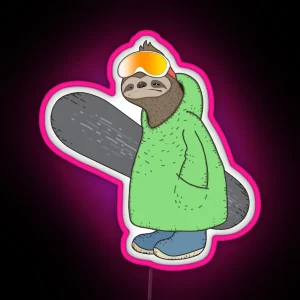 Snowboarding Sloth RGB Neon Sign