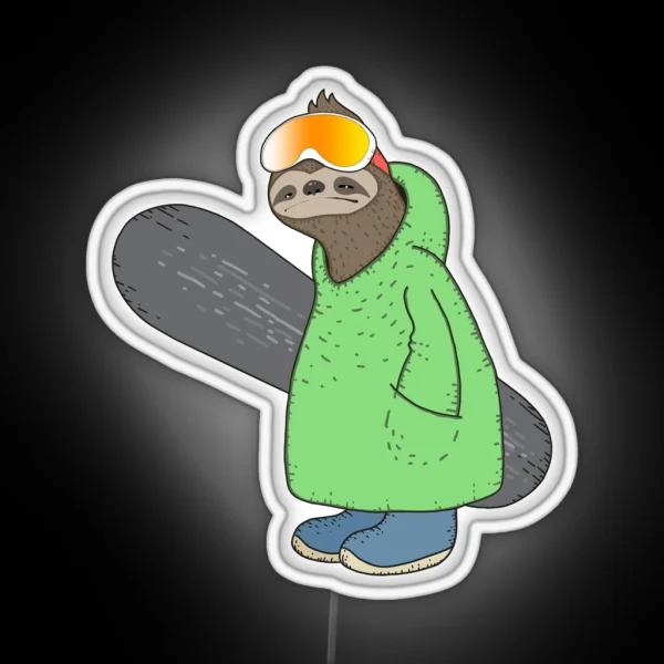 Snowboarding Sloth RGB Neon Sign