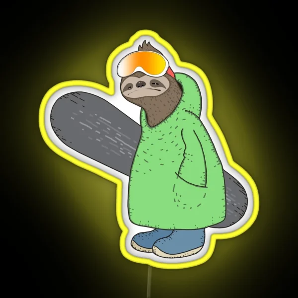 Snowboarding Sloth RGB Neon Sign