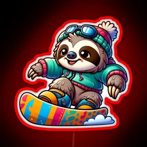 Snowboarding Sloth RGB Neon Sign