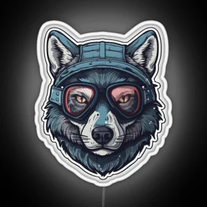 Snowboarding Wolf In Goggles RGB Neon Sign