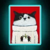 Neon Snowcat and Kitty in Cozy Sweaters Color Changing Sign