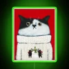 Neon snowcat and kitty silhouette bedroom wall decorative lighting accent.