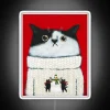 Whimsical RGB Neon Sign Featuring Cute Snowcat and Kitty Design