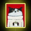 Bright Neon Kitty in Winter Snowcat Sweater Artful LED Display