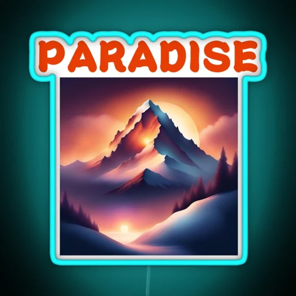 SNOWY MOUNTAIN AT SUNSET RGB Neon Sign