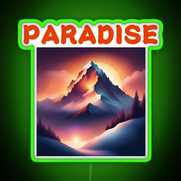 SNOWY MOUNTAIN AT SUNSET RGB Neon Sign