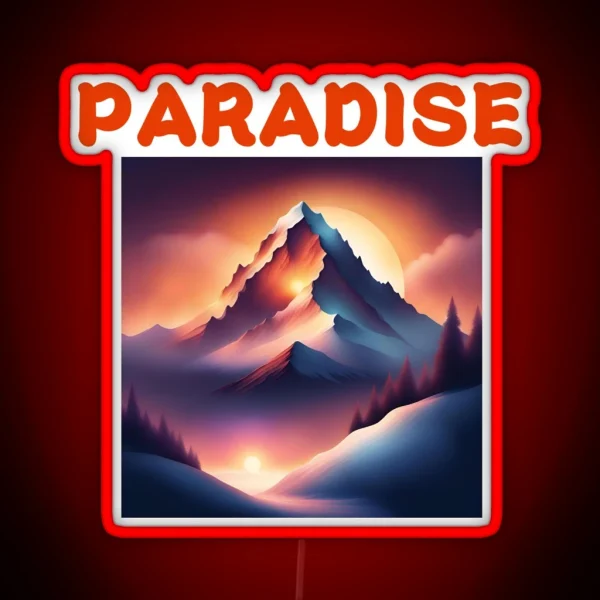 SNOWY MOUNTAIN AT SUNSET RGB Neon Sign