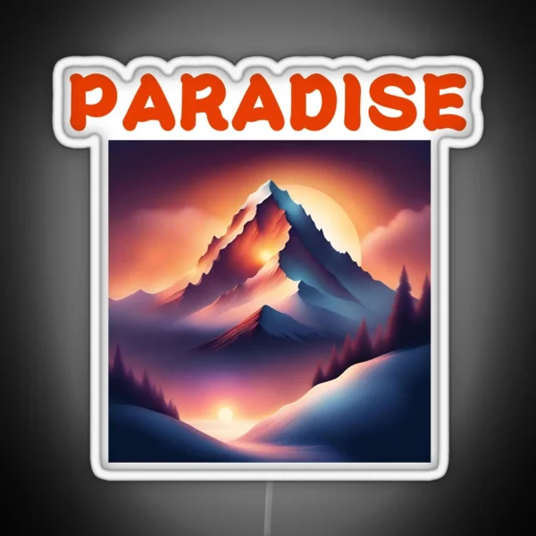 SNOWY MOUNTAIN AT SUNSET RGB Neon Sign