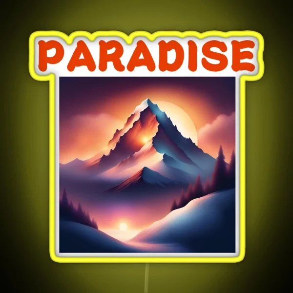 SNOWY MOUNTAIN AT SUNSET RGB Neon Sign