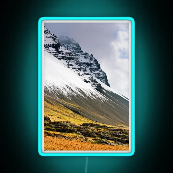 Snowy Mountain In Iceland RGB Neon Sign