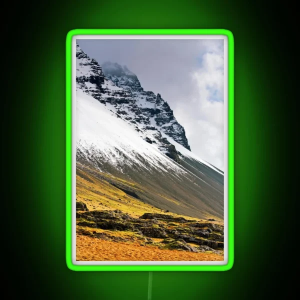 Snowy Mountain In Iceland RGB Neon Sign