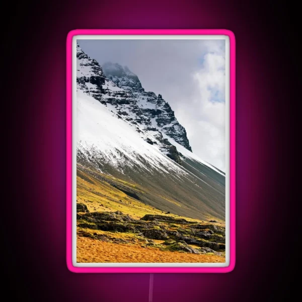 Snowy Mountain In Iceland RGB Neon Sign