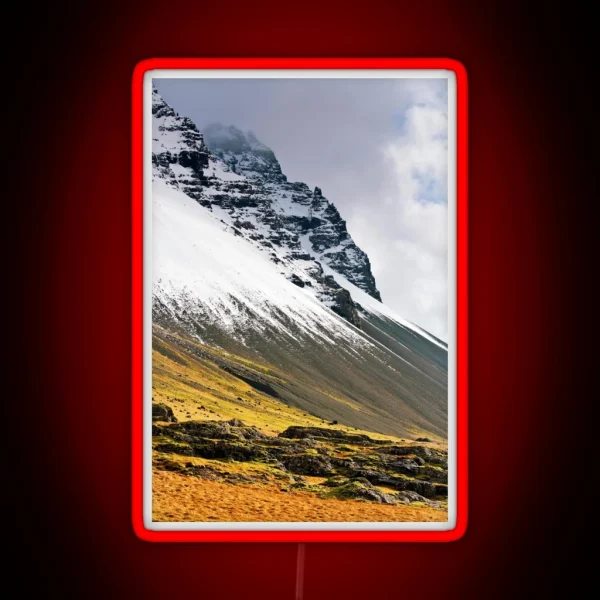 Snowy Mountain In Iceland RGB Neon Sign