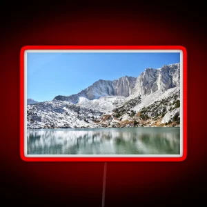 Snowy Mountain Lake Photo RGB Neon Sign