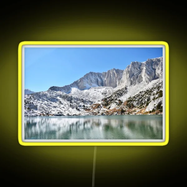 Snowy Mountain Lake Photo RGB Neon Sign