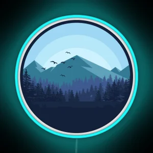 Snowy Mountain Landscape RGB Neon Sign