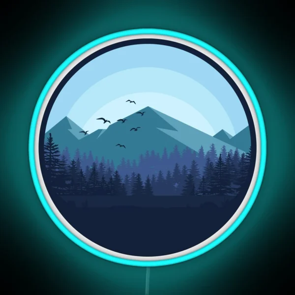 Snowy Mountain Landscape RGB Neon Sign