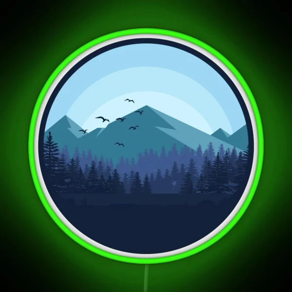 Snowy Mountain Landscape RGB Neon Sign