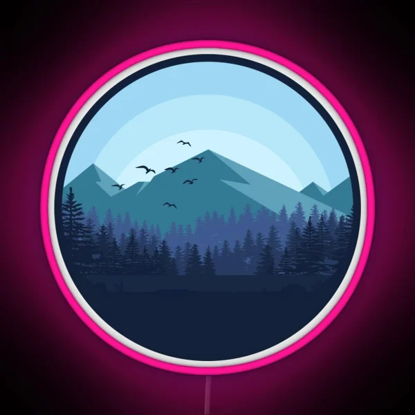 Snowy Mountain Landscape RGB Neon Sign