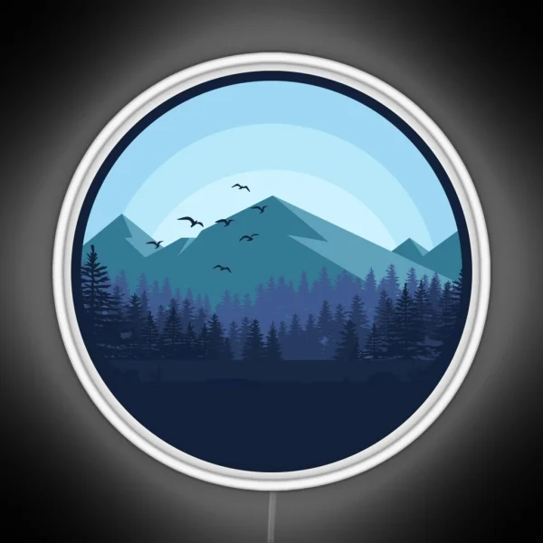 Snowy Mountain Landscape RGB Neon Sign