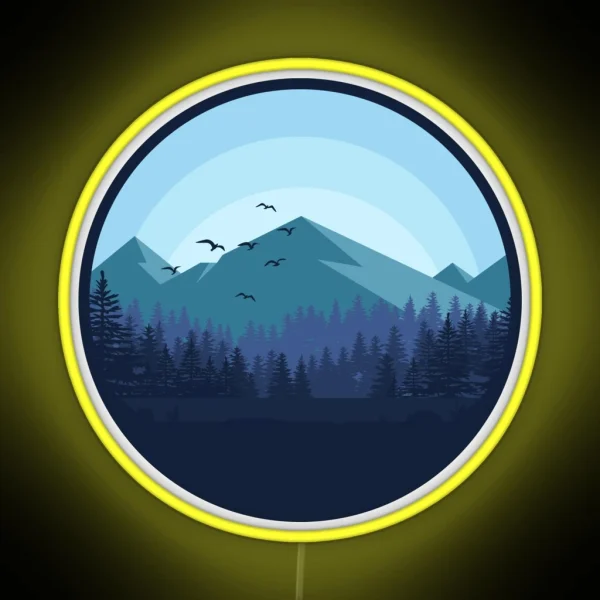 Snowy Mountain Landscape RGB Neon Sign