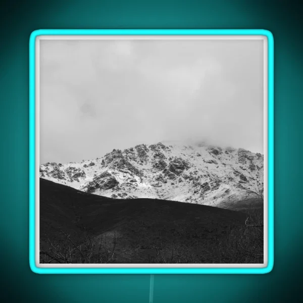 Snowy Mountain Landscape Winter Background Photography RGB Neon Sign