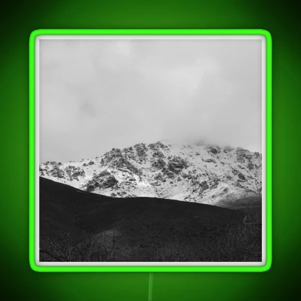 Snowy Mountain Landscape Winter Background Photography RGB Neon Sign