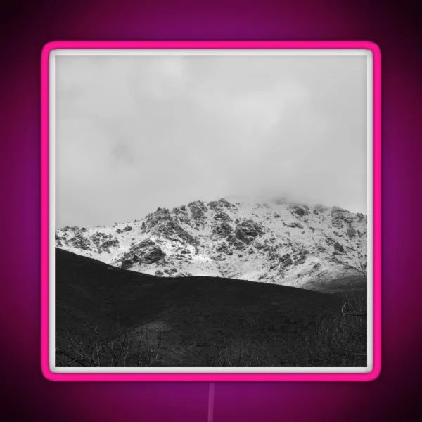 Snowy Mountain Landscape Winter Background Photography RGB Neon Sign