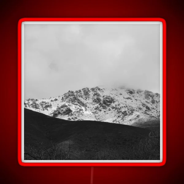 Snowy Mountain Landscape Winter Background Photography RGB Neon Sign