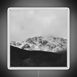 Snowy Mountain Landscape Winter Background Photography RGB Neon Sign