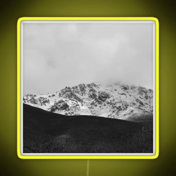 Snowy Mountain Landscape Winter Background Photography RGB Neon Sign