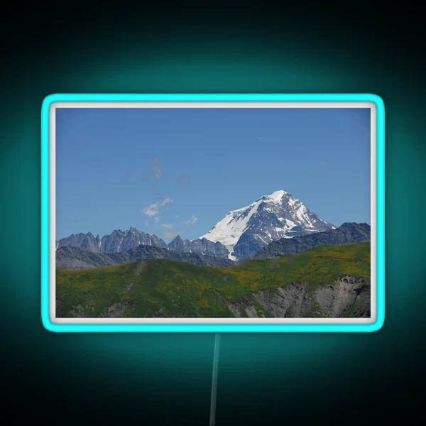 Snowy Mountain Peak Alpine Landscape RGB Neon Sign